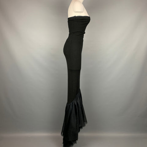 RALPH LAUREN Black Label Size S Black Cashmere Strapless Mermaid Gown