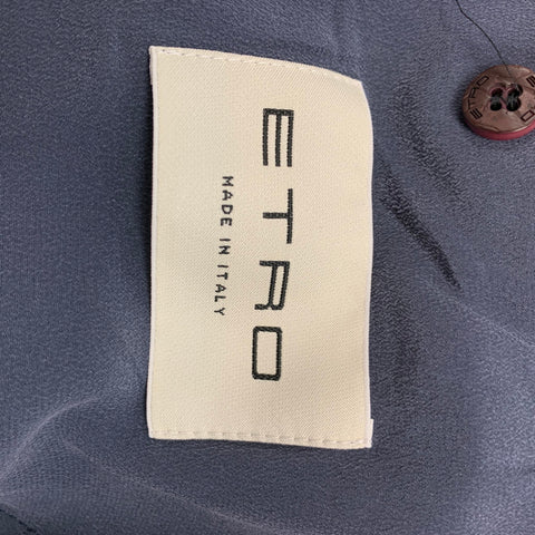ETRO Size 44 Black & Grey Print Viscose / Silk Notch Lapel Sport Coat