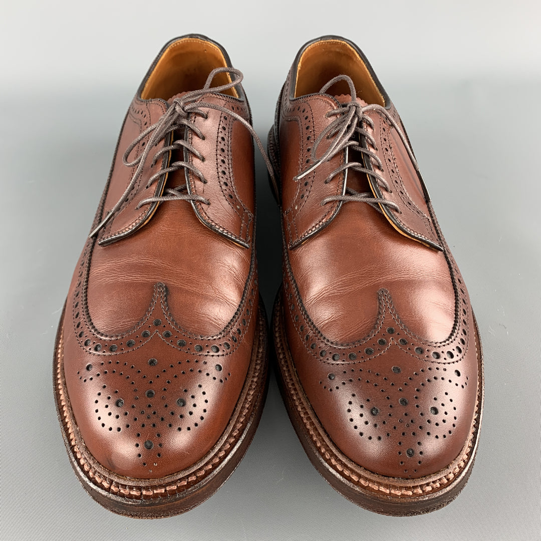 ALDEN Size 10.5 Brown Leather Wing Lace Up Brogues