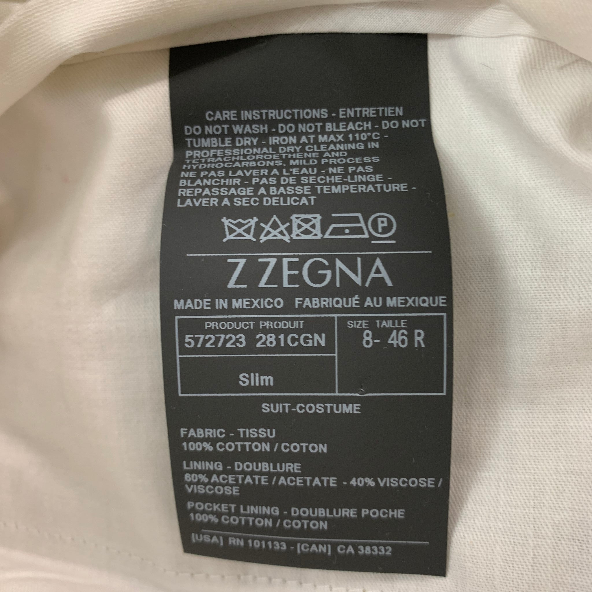 Z ZEGNA Size 36 Khaki Cotton Notch Lapel Suit – Sui Generis