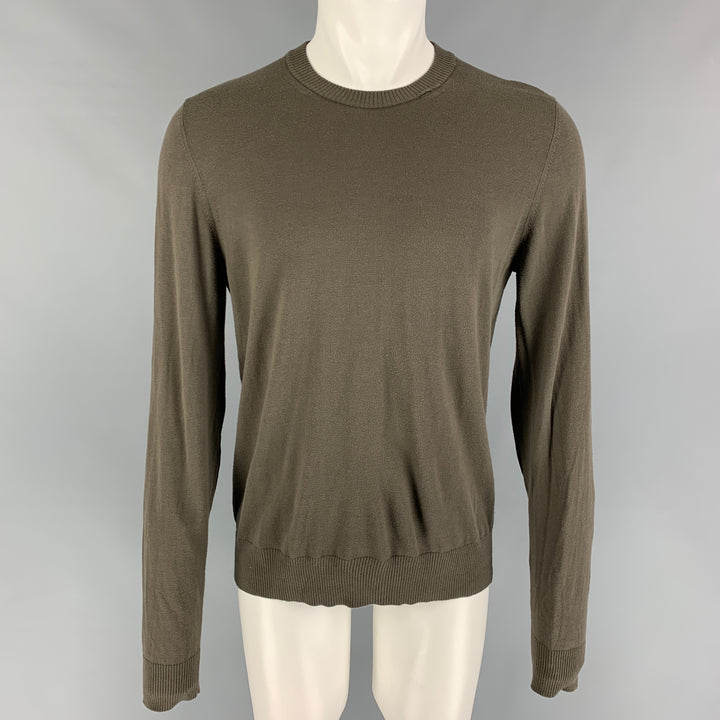 MAISON MARGIELA Size M Olive Knitted Cotton Crew-Neck Pullover