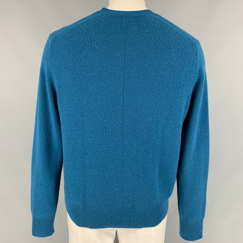 RAG & BONE Size XL Blue Knitted Cashmere Crew-Neck Sweater