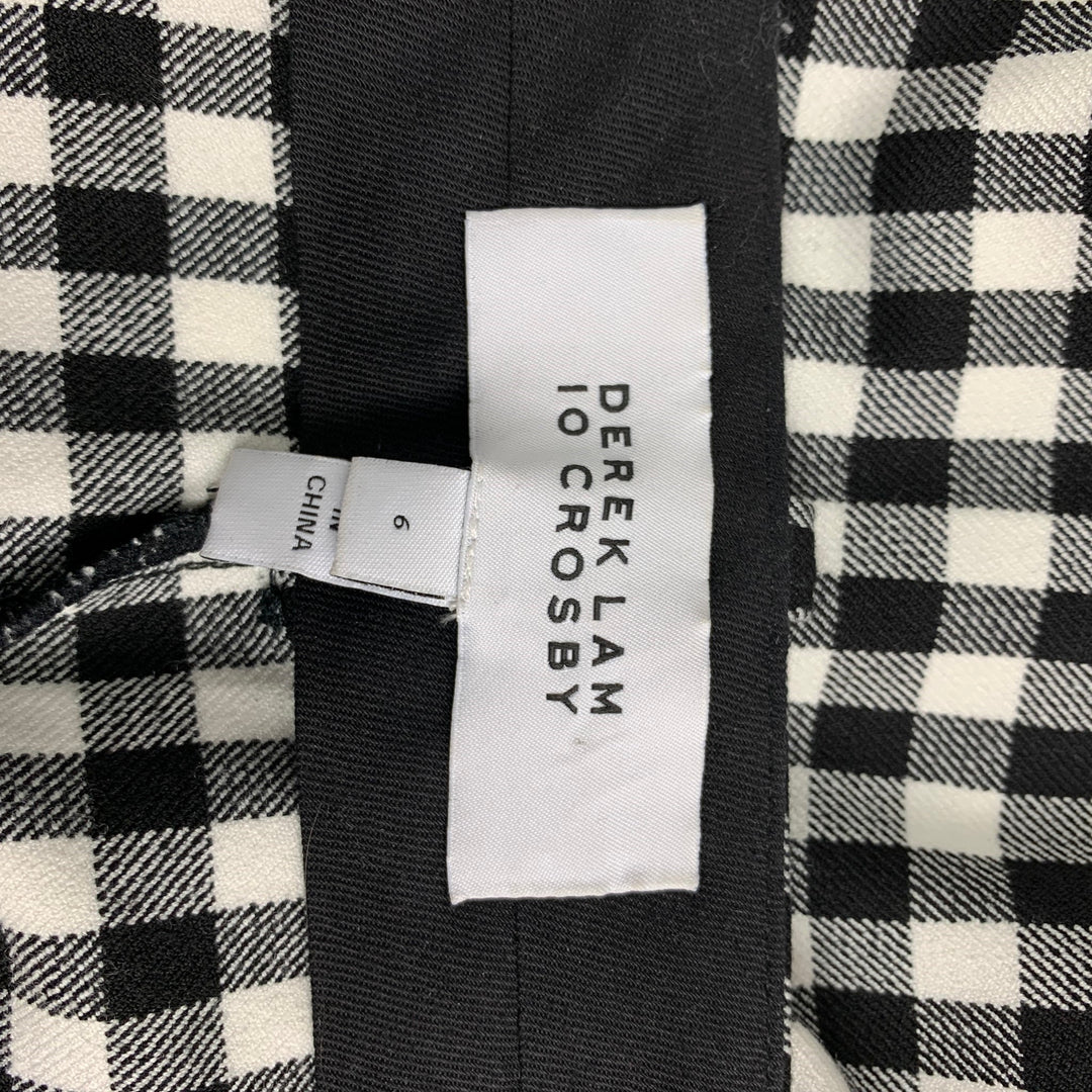 DEREK LAM Size 6 Black White Polyester Blend Gingham Casual Pants