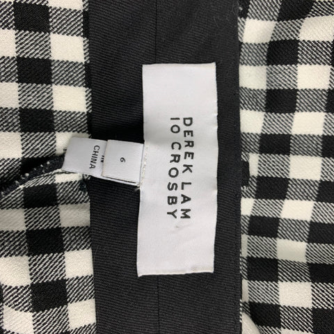DEREK LAM Size 6 Black White Polyester Blend Gingham Casual Pants