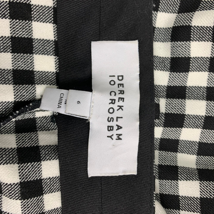 DEREK LAM Size 6 Black White Polyester Blend Gingham Casual Pants