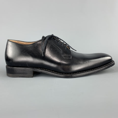 CALZOLERIA HARRIS Size 10 Black Leather Square Toe Dress Shoe