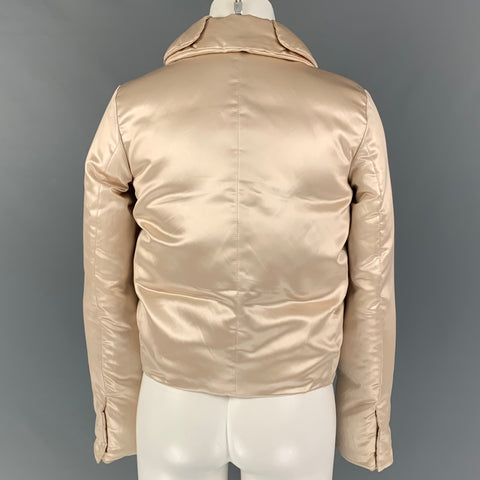 JIL SANDER Size 4 Beige Acetate Silk Padded Jacket