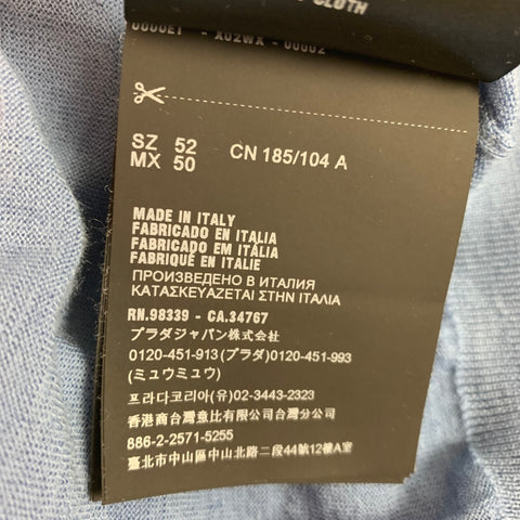 PRADA Size L Blue Knitted Wool Buttoned Polo