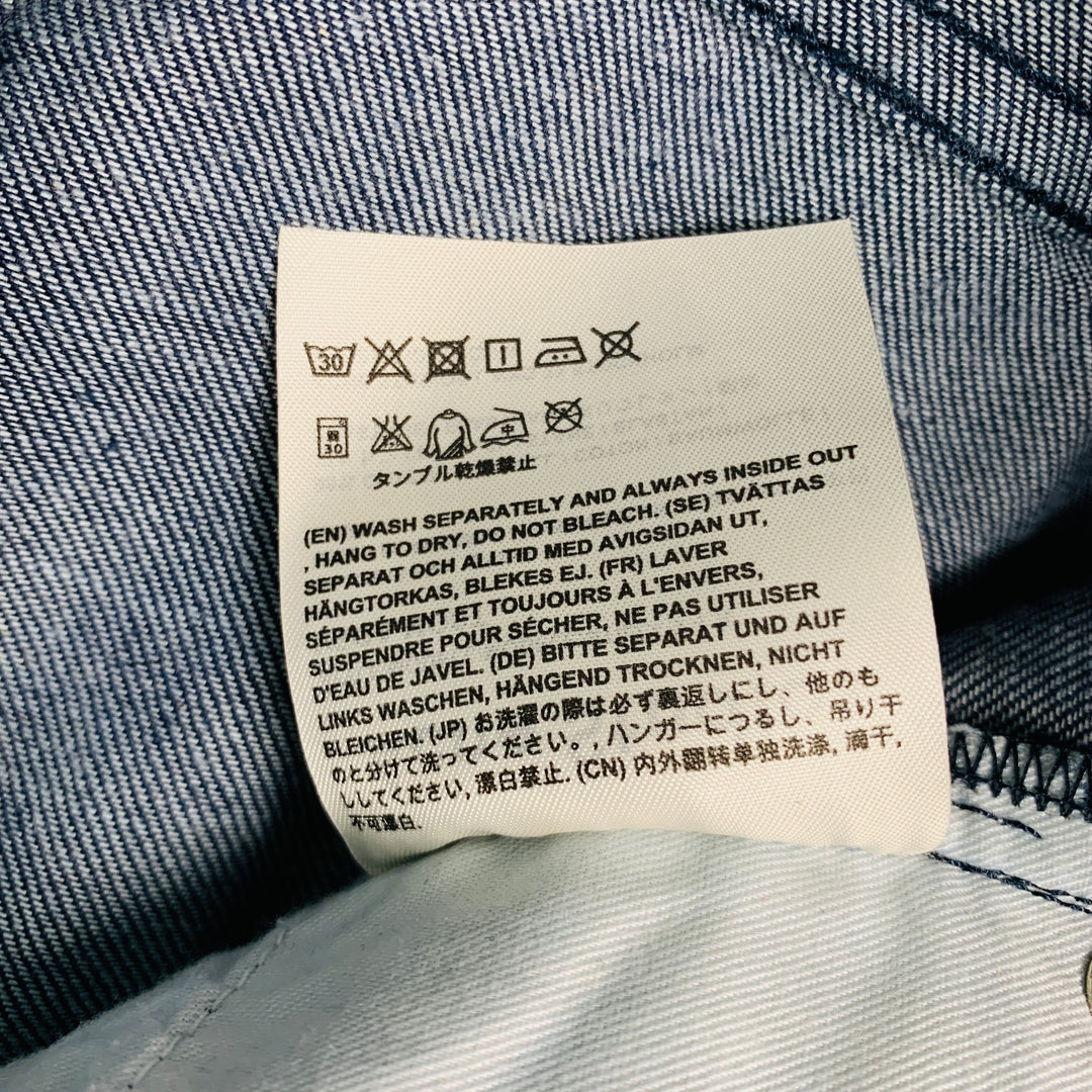 ACNE STUDIOS Talla 34 Pantalones casuales de mezcla de algodón azul marino con 5 bolsillos