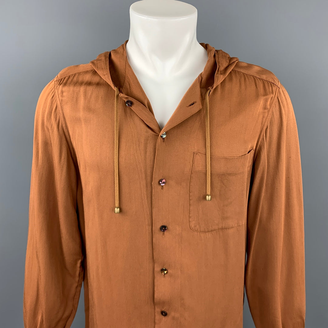 Vintage JEAN PAUL GAULTIER Tamaño 40 Chaqueta de camisa con capucha de algodón bronceado