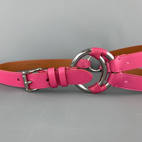 RALPH LAUREN Taille M Ceinture en cuir rose fuchsia à 3 sangles