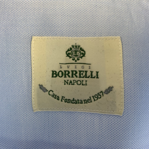 BORRELLI Camisa de manga larga con botones de algodón azul claro talla M