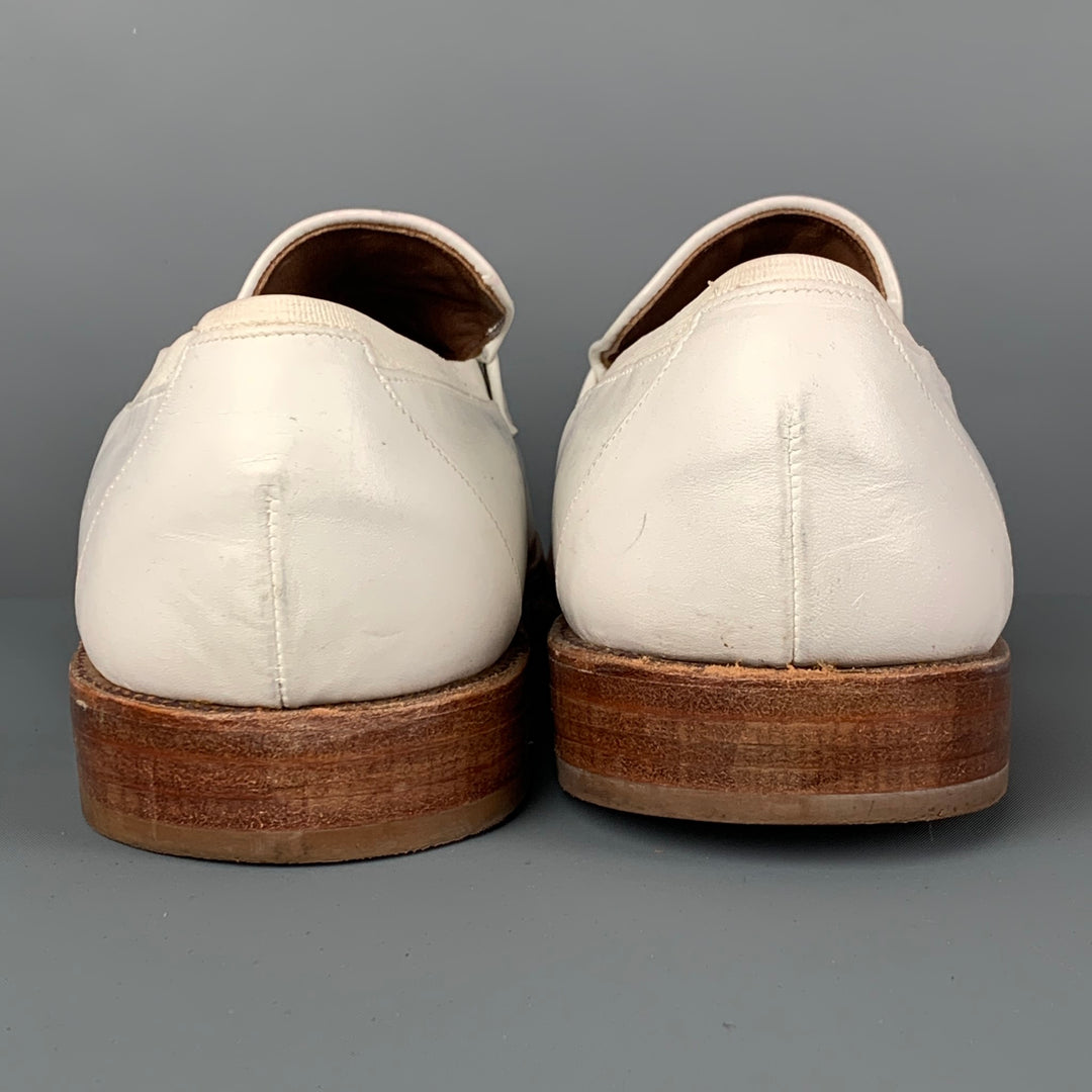 ALLEN EDMONDS Size 10.5 White Leather Tassels Loafers