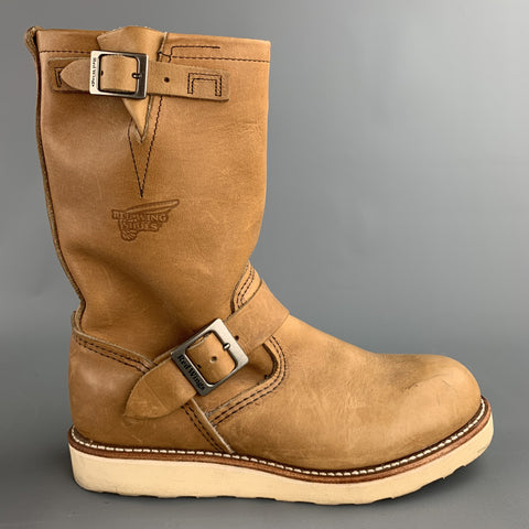 RED WING Size 7.5 Tan Leather Pull On Buckle Boots