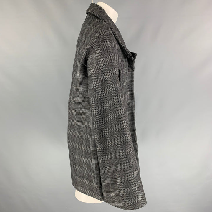JUNYA WATANABE S Grey Plaid Silk Wool Poncho Jacket