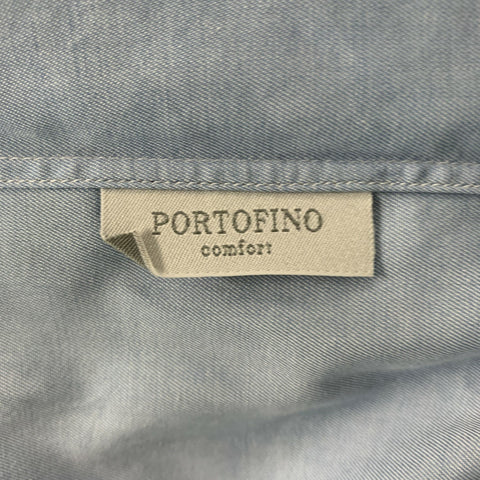 ERMENEGILDO ZEGNA Size L Light Blue Solid Cotton Button Down Long Sleeve Shirt
