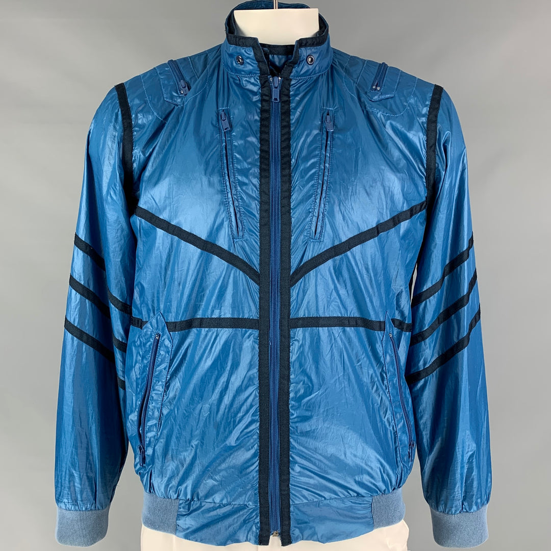 MARC JACOBS Size L Blue Black Polyester Windbreaker Jacket
