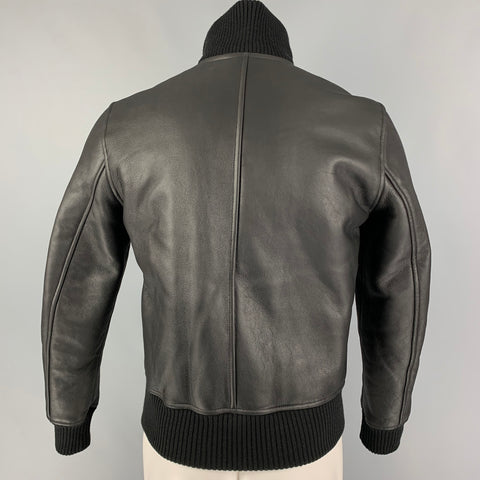 SANDRO Size XS Black Lamb Shearling Bomber Jacket