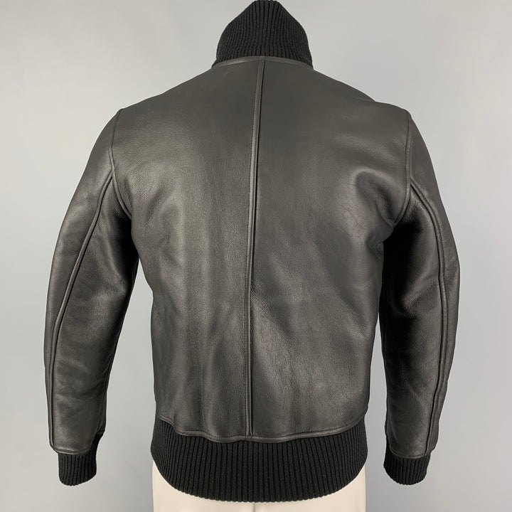 SANDRO Size XS Black Lamb Shearling Bomber Jacket