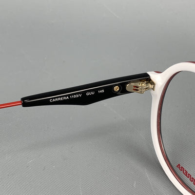 CARRERA Black White & Red Acetate & Metal Clear Lens Aviator Frames