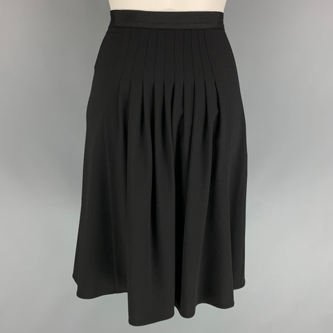 GIORGIO ARMANI Size 4 Black Wool Pleated Below Knee Skirt