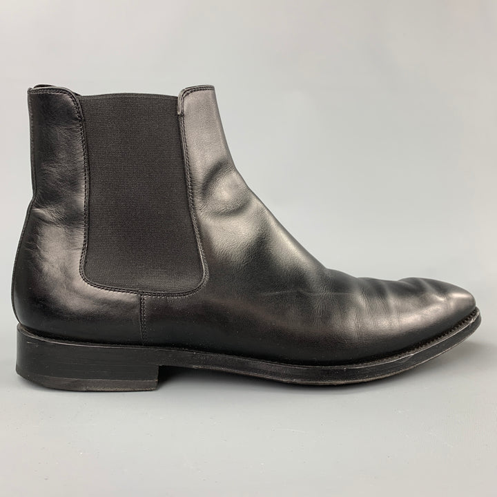 MASSIMO EMPORIO Size 10 Black Leather Ankle Chelsea Boots