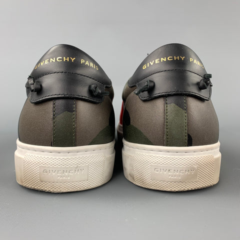GIVENCHY Size 9 Olive Camouflage Leather Slip On Sneakers