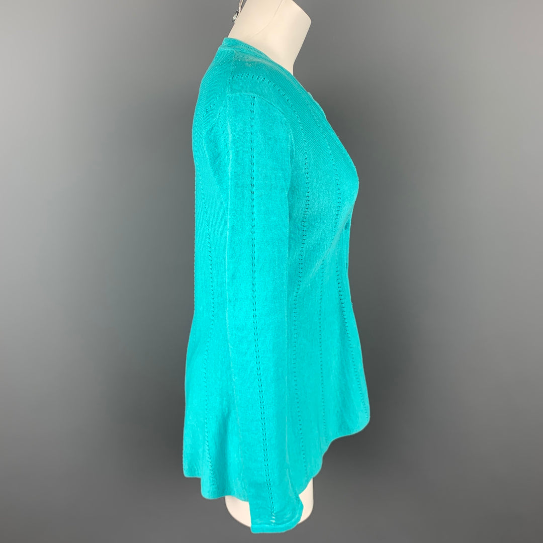 DONCASTER SIGNATURE Size XS Turquoise Linen Blend Cardigan 2 Piece Set