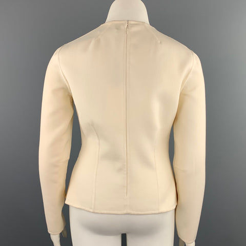 ESME VIE Size 12 Cream Wool Crew-Neck Long Sleeve Pullover