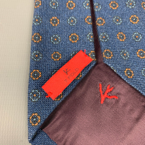 ISAIA Blue & Yellow Floral Wool Tie
