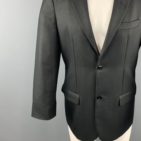 MARC JACOBS 38 Regular Black Woven Cotton Blend Notch Lapel  Sport Coat