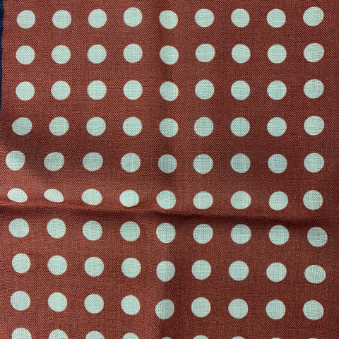 SEAWARD AND STEARN Copper & Cream Polka Dot Wool / Silk Pocket Square