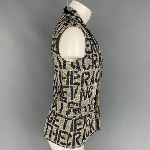 RAF SIMONS Spring-Summer 2009 Size 36 White & Black Woven Cotton Blend Vest