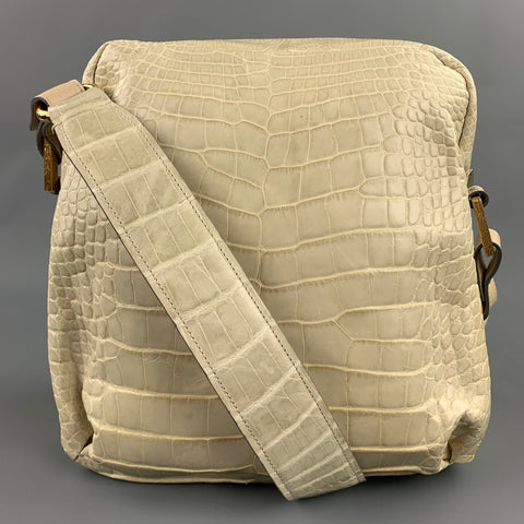 MARC JACOBS Pastel Mint Green Crocodile Embossed Leather Stone Crossbody