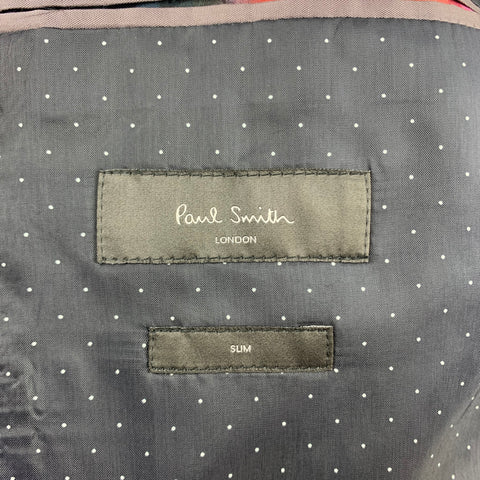 PAUL SMITH Slim Size 42 Black Jacquard Peak Lapel Sport Coat