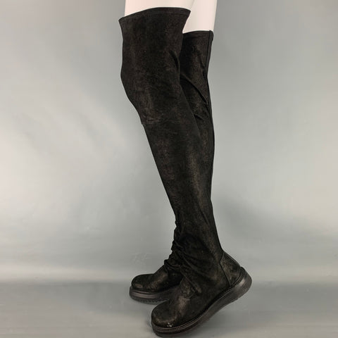 RICK OWENS Talla 7 Botas sin cordones de piel de cordero de cuero negro