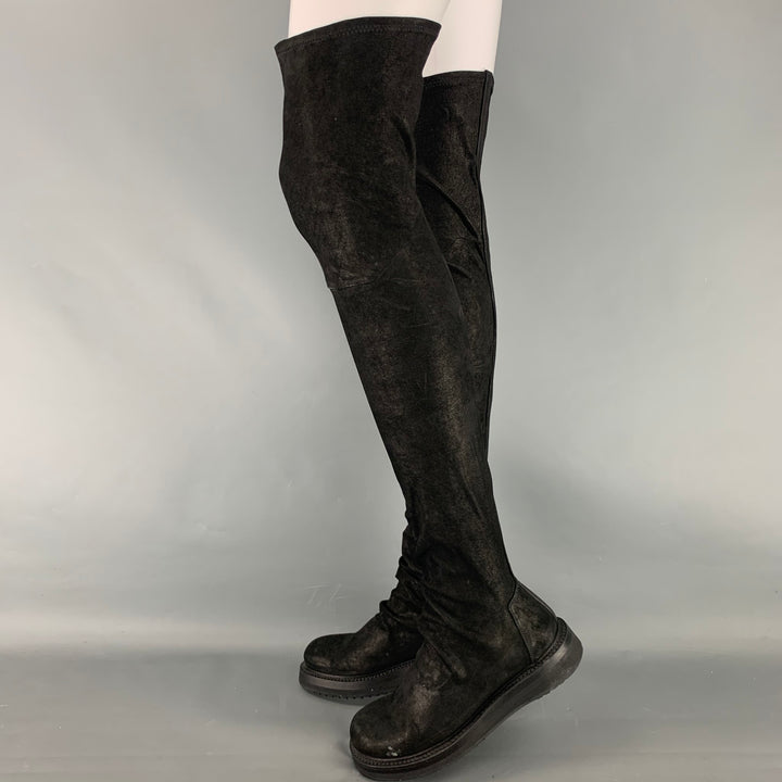 RICK OWENS Size 7 Black Leather Lamb Skin Pull On Boots