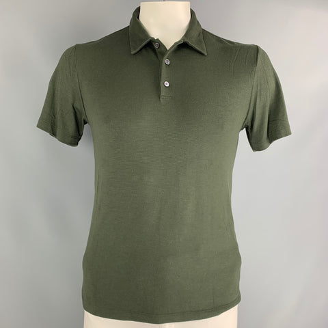 THEORY Size M Olive green Modal Blend Short Sleeve Polo