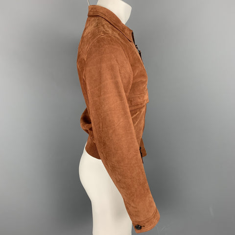 BURBERRY LONDON Size 38 Brick Nubuck Zip Up Blouson Jacket