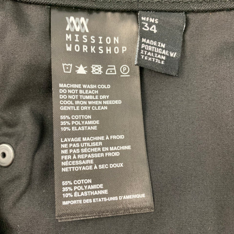 MISSION WORKSHOP Size 34 Black Cotton Blend Jean Cut Casual Pants