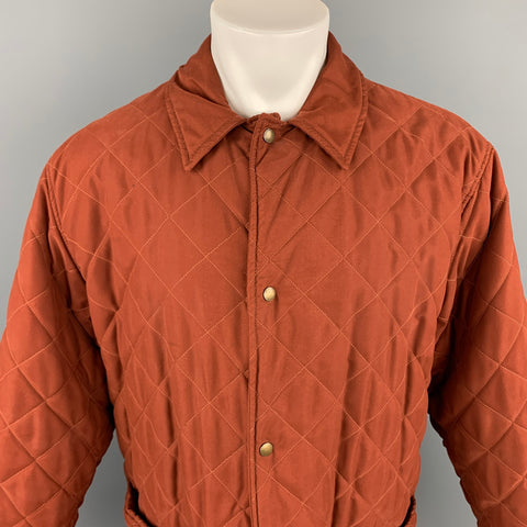 HOLLAND & HOLLAND Size S Rust Quilted Polyester Snaps Coat