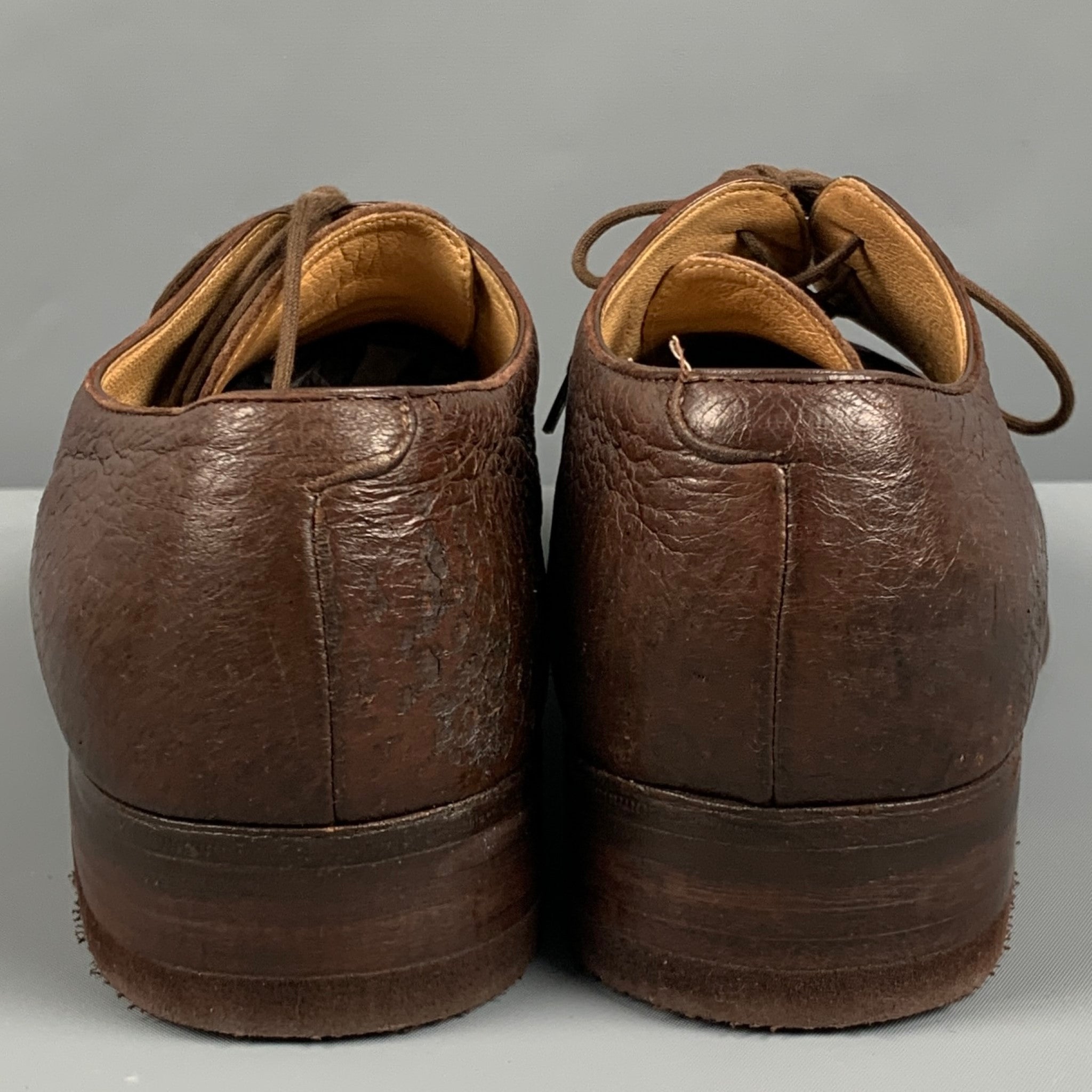 GRAVATI Size 9.5 Brown Textured Leather Lace Up Shoes – Sui