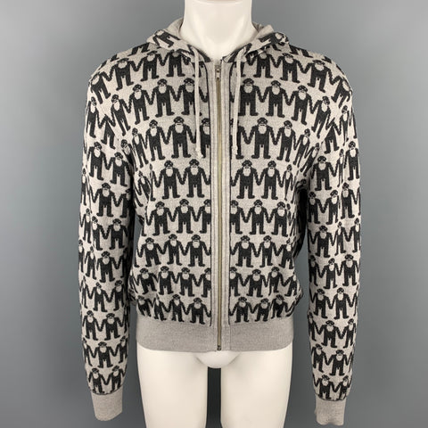 AESTHETICTERRORISTS by WALTER VAN BEIRENDONCK Size XL Grey & Charcoal Monogram Merino Wool Jacket