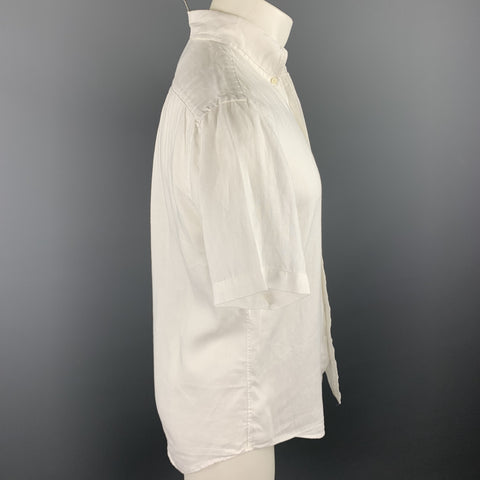 RALPH LAUREN Size S White Linen Button Down Short Sleeve Shirt