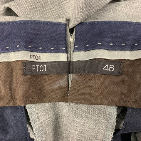 PT01 Size 30 Light Gray Contrast Stitch Virgin Wool Lycra Cargo Dress Pants