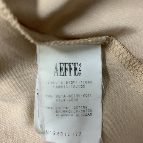 ALBERTA FERRETTI Size 12 Beige Silk Blend Solid Long Sleeve Blouse