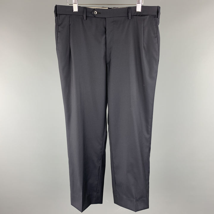 BRIONI Size 32 x 26 Navy Solid Wool Flat Front Dress Pants