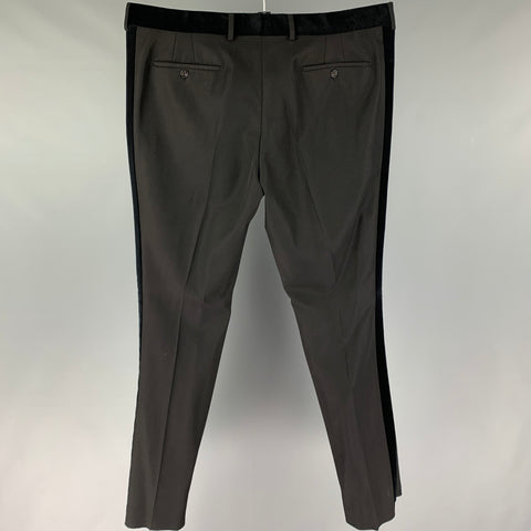 BURBERRY Size 40 Black Wool Blend Tuxedo Dress Pants