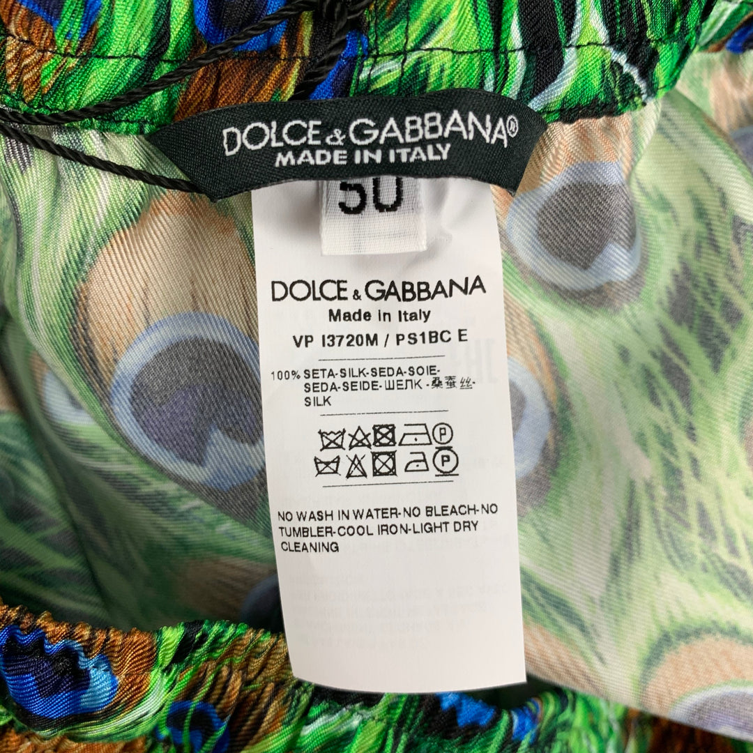 DOLCE & GABBANA Size 34 Green Black Blue Print Silk Casual Pants