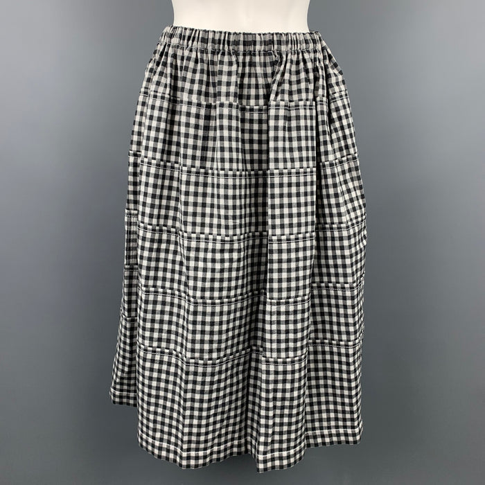 COMME des GARCONS TRICOT Size M Black & White Wool / Linen Circle Skirt